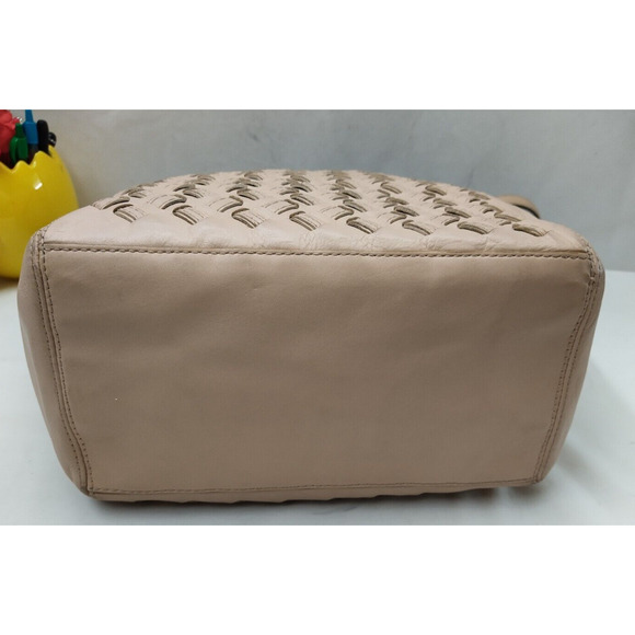 Coach North South Taupe Woven Leather Outside Pockets Shoulder Bag - Picture 5 of 16